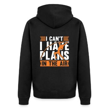 Ich Kann Keine Pläne Im Luft-stabhochsprung Haben - Unisex Premium Bio Zip Hoodie - Schwarz - Hinten - Nico (187cm)