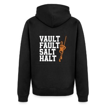 Vault Fault Salt Halt Stabhochsprung Stabspringen - Unisex Premium Bio Zip Hoodie - Schwarz - Hinten - Nico (187cm)