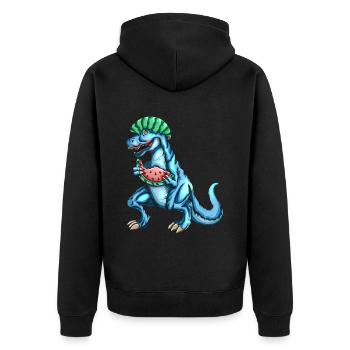 Tyrannosaurus Rex loves watermelon fruit outfit - Unisex Premium Organic Zip Hoodie - black - Back - Nico (187cm)