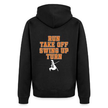 Run Turn Off Swing Up Turn Stabhochsprung - Unisex Premium Bio Zip Hoodie - Schwarz - Hinten - Nico (187cm)