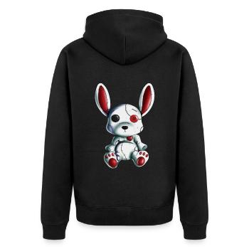Rabbit Heart Halloween Scary Rabbit Stuffed Animal Design - Unisex Premium Organic Zip Hoodie - black - Back - Nico (187cm)