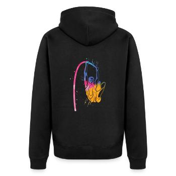 Stabhochsprung Bunter Splatter-stabhochsprung - Unisex Premium Bio Zip Hoodie - Schwarz - Hinten - Nico (187cm)
