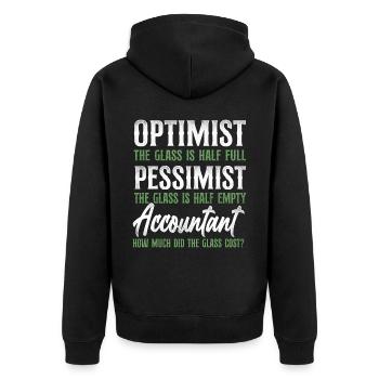 Accountant Bookkeeper Accounting - Unisex Premium Organic Zip Hoodie - black - Back - Nico (187cm)