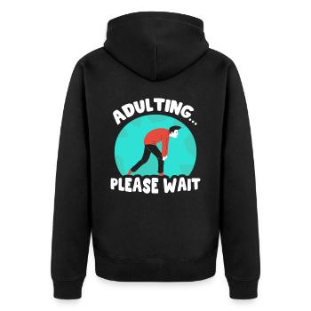 Growing up please wait birthday puberty - Unisex Premium Organic Zip Hoodie - black - Back - Nico (187cm)
