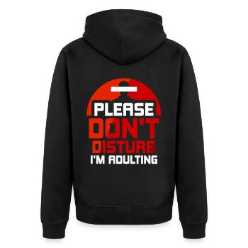 Bitte Nicht Stören Ich Werde Erwachsen Geburtstag - Unisex Premium Bio Zip Hoodie - Schwarz - Hinten - Nico (187cm)
