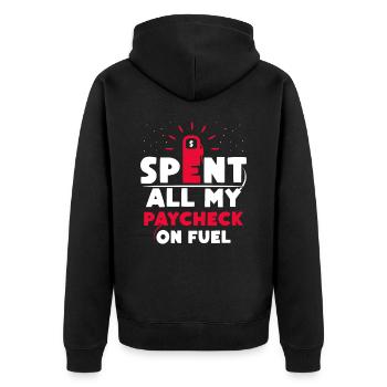 Whole paycheck Spent on fuel - Unisex Premium Organic Zip Hoodie - black - Back - Nico (187cm)