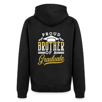 Stolzer Bruder Eines Absolventen Absolvent - Unisex Premium Bio Zip Hoodie - Schwarz - Hinten - Nico (187cm)