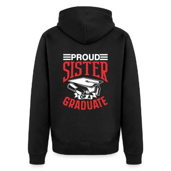 Stolze Schwester Eines Absolventen Absolvent - Unisex Premium Bio Zip Hoodie - Schwarz - Hinten - Nico (187cm)