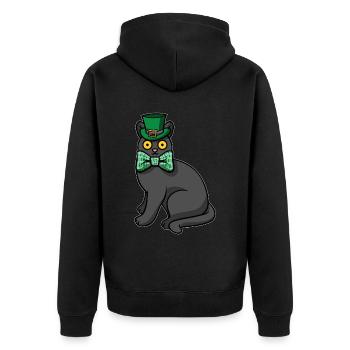 Lucky Cat Mom Shamrock Cat St. Patrick's Day - Unisex Premium Organic Zip Hoodie - black - Back - Nico (187cm)