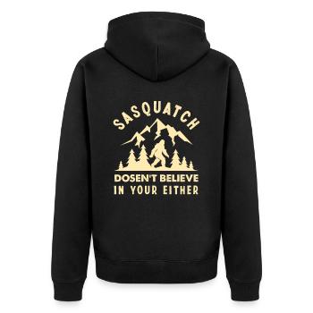 Bigfoot Hunter Myth Creature Creature - Unisex Premium Organic Zip Hoodie - black - Back - Nico (187cm)