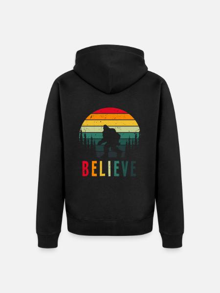 Retro Glaube Bigfoot - Unisex Premium Bio Zip Hoodie - Schwarz