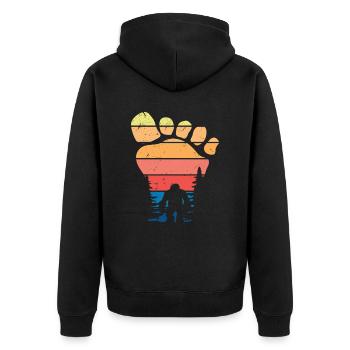 Bigfoot Footprint Gift Bigfoot Hunter - Unisex Premium Organic Zip Hoodie - black - Back - Nico (187cm)