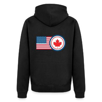 Kanada USA Fahne Herkunft - Unisex Premium Bio Zip Hoodie - Schwarz - Hinten - Nico (187cm)