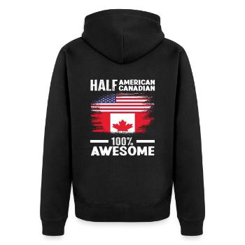 Kanada Kanadier Amerikaner Wurzeln - Unisex Premium Bio Zip Hoodie - Schwarz - Hinten - Nico (187cm)