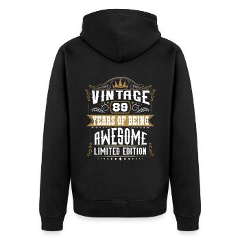 89 Years Of Being Awesome 89 Geburtstag 89 Jahre - Unisex Premium Bio Zip Hoodie - Schwarz - Hinten - Nico (187cm)