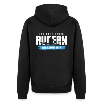 Rudern Kanu Kajak Ruderer Rudersport - Unisex Premium Bio Zip Hoodie - Schwarz - Hinten - Nico (187cm)