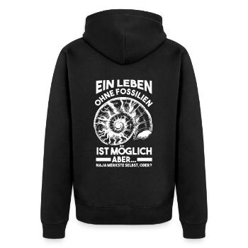 Paläontologie Geologie Geologe Fossiliensammler - Unisex Premium Bio Zip Hoodie - Schwarz - Hinten - Nico (187cm)