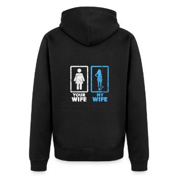 Angler - Unisex Premium Organic Zip Hoodie - black - Back - Nico (187cm)