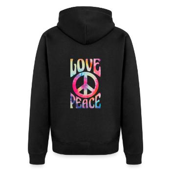 Hippie Peace Flower Power Amour Paix Cadeau - Veste à capuche bio Premium Unisexe - noir - Dos - Nico (187cm)
