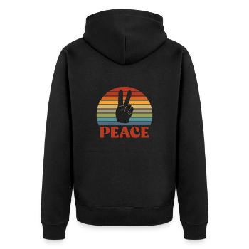 Hippie Peace Flower Power Amour Paix Cadeau - Veste à capuche bio Premium Unisexe - noir - Dos - Nico (187cm)