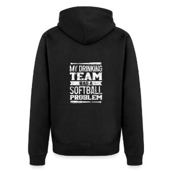 Softball - Unisex Premium Bio Zip Hoodie - Schwarz - Hinten - Nico (187cm)