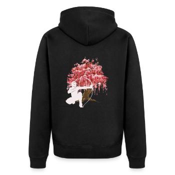 Flèche de fleur de cerisier japonais - Veste à capuche bio Premium Unisexe - noir - Dos - Nico (187cm)