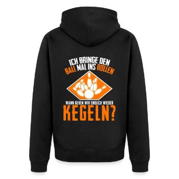 Kegeln Kegler Kegel Humor Kegelverein - Unisex Premium Bio Zip Hoodie - Schwarz - Hinten - Nico (187cm)