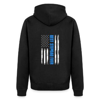 Stepfather Father Stepdad Papa Father's Day Gift - Unisex Premium Organic Zip Hoodie - black - Back - Nico (187cm)
