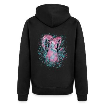 Widder Vaporwave - Unisex Premium Bio Zip Hoodie - Schwarz - Hinten - Nico (187cm)