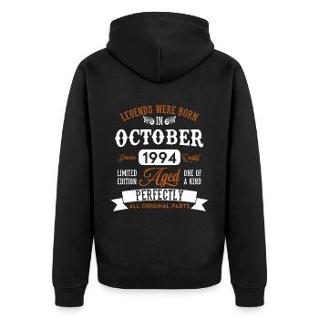 Born October 1994 Birthday Gift - Unisex Premium Organic Zip Hoodie - black - Back - Nico (187cm)