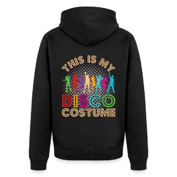 This Is My Disco Costume Shirt Retro Vintage 70's - Unisex Premium Organic Zip Hoodie - black - Back - Nico (187cm)