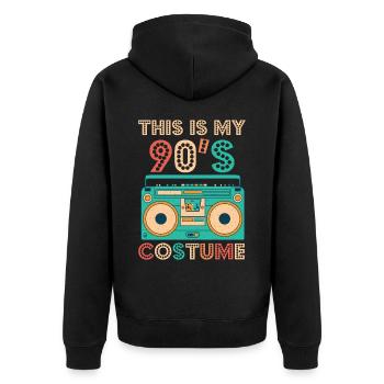 This Is My 90s Costume Shirt 1990s Retro Vintage - Unisex Premium Bio Zip Hoodie - Schwarz - Hinten - Nico (187cm)