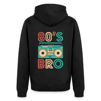 80s Bro Vintage Cassette Shirt 1980s Retro Vintage - Unisex Premium Organic Zip Hoodie - black - Back - Nico (187cm)