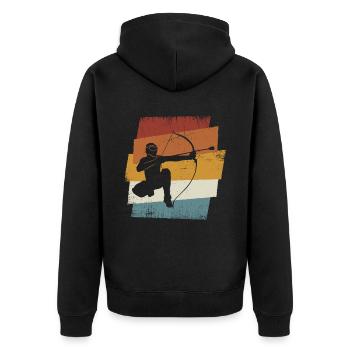 Arrowtag rétro - Veste à capuche bio Premium Unisexe - noir - Dos - Nico (187cm)
