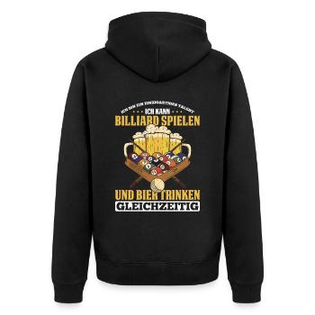 Ich Bin Ein Einzigartiges Talent Ich Kann Billiard - Unisex Premium Bio Zip Hoodie - Schwarz - Hinten - Nico (187cm)