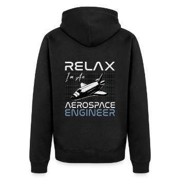 Relax I'm An Aerospace Engineer Engineering Space - Unisex Premium Bio Zip Hoodie - Schwarz - Hinten - Nico (187cm)