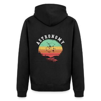 Astronomy Lovers Retro Space Stars Universe Planet - Unisex Premium Bio Zip Hoodie - Schwarz - Hinten - Nico (187cm)