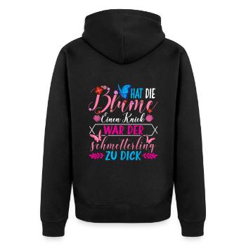 Schmetterling Blumen Natur - Unisex Premium Bio Zip Hoodie - Schwarz - Hinten - Nico (187cm)