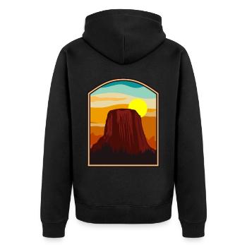 Devils Tower National Monument - Unisex Premium Organic Zip Hoodie - black - Back - Nico (187cm)