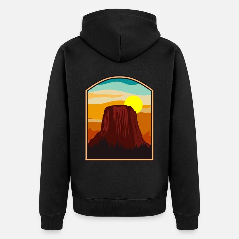 Devils Tower National Monument - Unisex Premium Bio Zip Hoodie - Schwarz