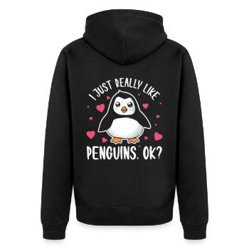 Ich Mag Pinguine Wirklich, Ok? Pinguin-Liebhaber - Unisex Premium Bio Zip Hoodie - Schwarz - Hinten - Nico (187cm)