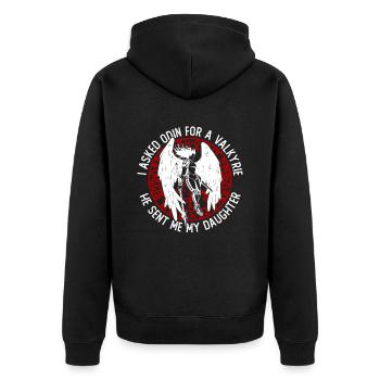 Nordische Mythologie Odin Wikinger Nordisch Gott - Unisex Premium Bio Zip Hoodie - Schwarz - Hinten - Nico (187cm)