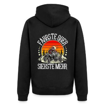 Quad ATV Offroad Quadfahrer - Unisex Premium Bio Zip Hoodie - Schwarz - Hinten - Nico (187cm)