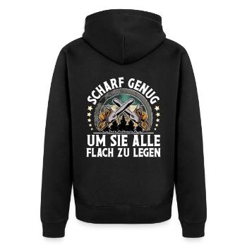 Holzfäller - Unisex Premium Bio Zip Hoodie - Schwarz - Hinten - Nico (187cm)