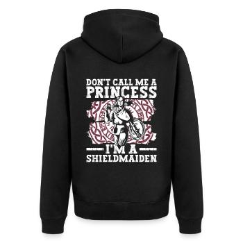 Don't Call Me A Princess I'm A Shieldmaiden - - Unisex Premium Organic Zip Hoodie - black - Back - Nico (187cm)
