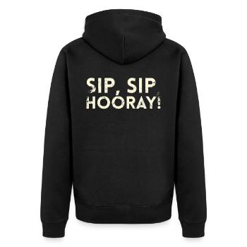Sip Sip Hurra Marriage Draft For Bridal Groom - Unisex Premium Organic Zip Hoodie - black - Back - Nico (187cm)