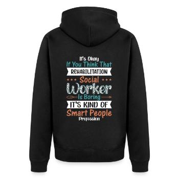 Rehabilitation Social Worker Occupation Job Rehab - Unisex Premium Bio Zip Hoodie - Schwarz - Hinten - Nico (187cm)