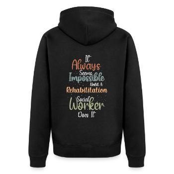 Rehabilitation Social Worker Occupation Job Rehab - Unisex Premium Bio Zip Hoodie - Schwarz - Hinten - Nico (187cm)