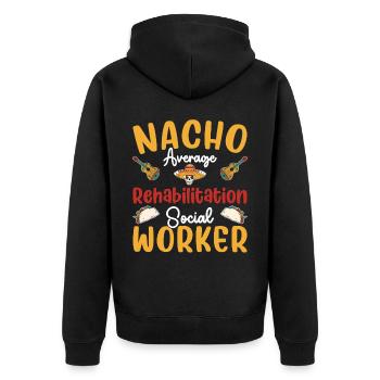 Nacho Travailleur social moyen en réadaptation - Veste à capuche bio Premium Unisexe - noir - Dos - Nico (187cm)