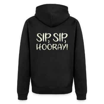 Sip Sip Hurra Marriage Draft For Bridal Groom - Unisex Premium Organic Zip Hoodie - black - Back - Nico (187cm)